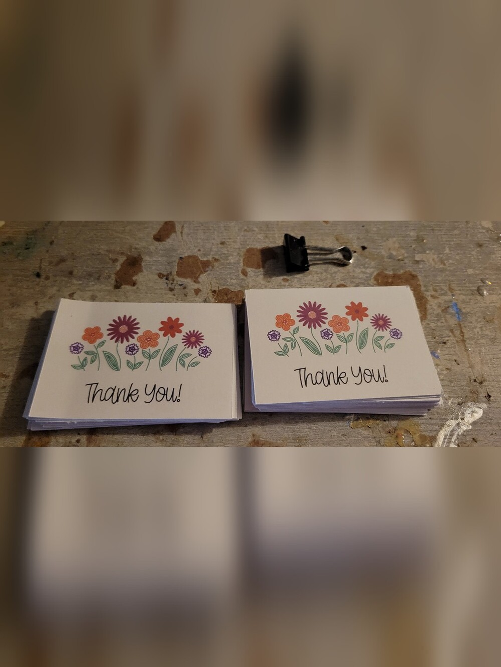 Thank You Floral Note Cards - Purple & Orange